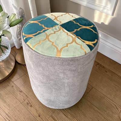 Round Velvet Ottoman Stool as Living and Bed room Furniture