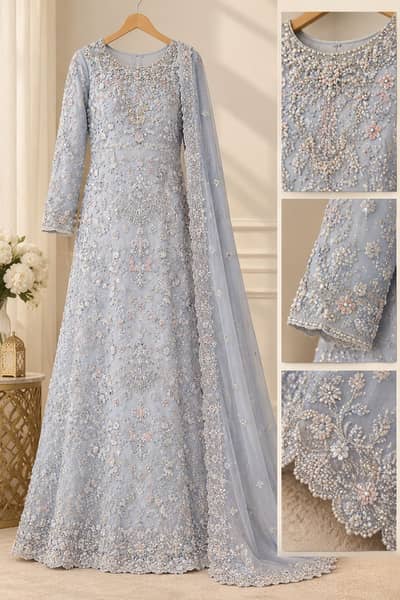 Icy Blue Dream — Walima dress Luxury Embroide  red Formal Dress