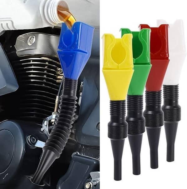 T  Portable Draining Tool, Spill-Free, Hand-Free Snap Funnel, Universal Flexible Draining Oil Plastic Funnel, Gasoline Filling Extension Funnels for Automotive Oil and Household Uses
