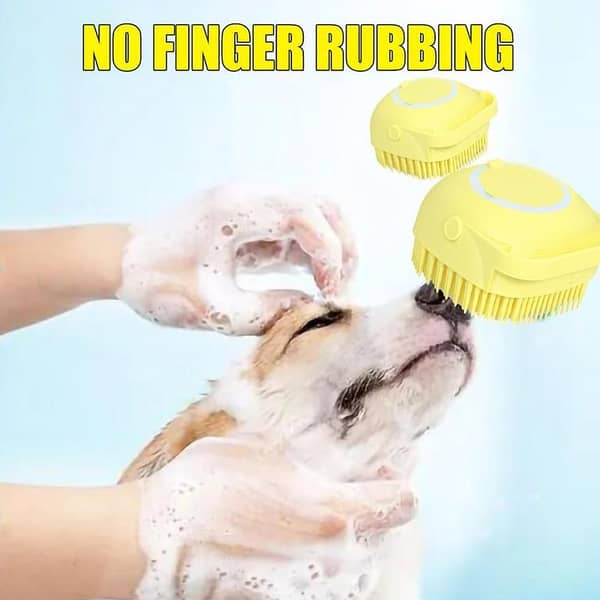 T  2 in1 Pet Bathing Wash Scrubber Brush Silicone Massage Bath Shower Brush With Soap Dispenser Pet Grooming Brushes - Multi