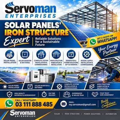 Solar Panel Structure Fabrication & Complete System Intstallation