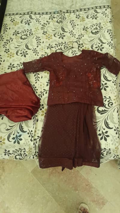 Maroon Saree new for teens size small