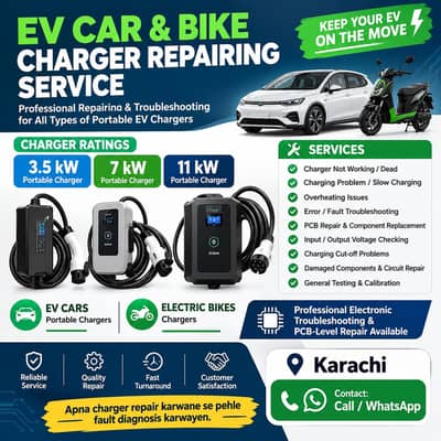 EV Car & Bike Charger Repairing Service – Karachi 3.5kw 7kw 11kw