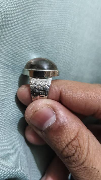 Natural Clear Quartz/Dur E Najaf Silver Ring