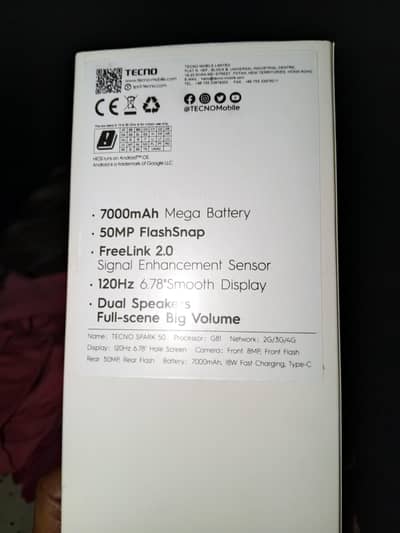 TECHNO SPARK 50 6+12=18RAM 128GB MEMORY