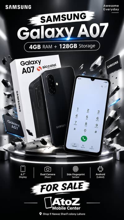 Samsung Mobile A07 4gb ram 128gb rom