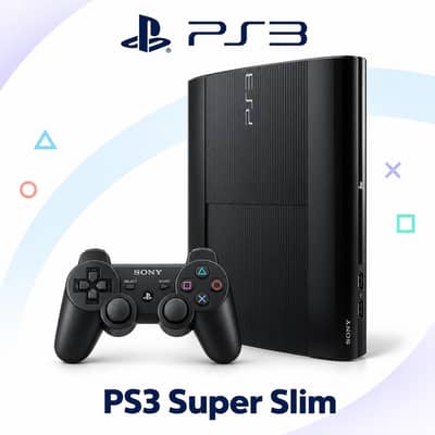 PS3 Super Slim 328GB Console + 2 DualShock 3 Controllers & Cables