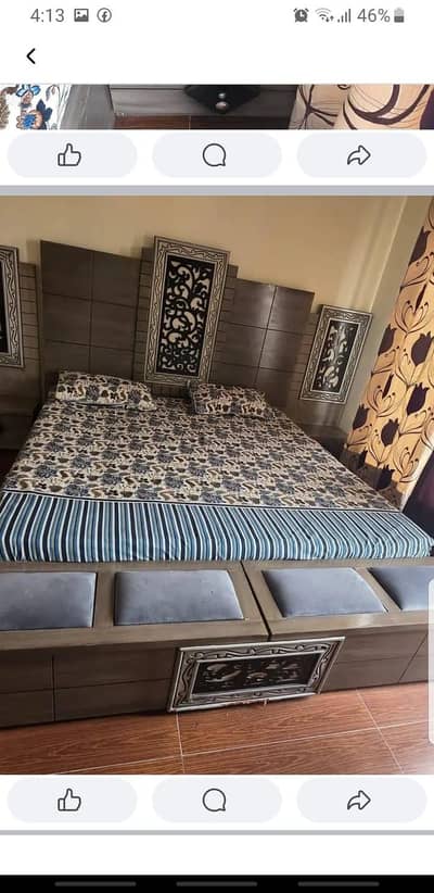 wooden bed available grey color