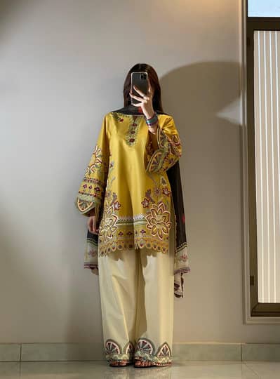 Elegant 3-Piece Cotton Suit   Shirt & Flapper