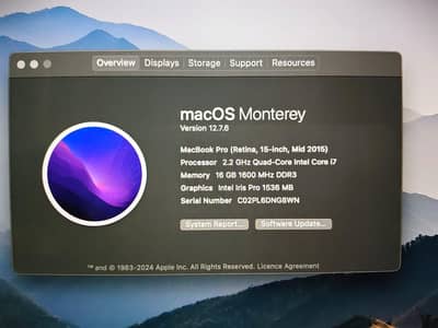 Apple MacBook Pro 15-inch (Mid 2015) – Core i7 Intel 16gb