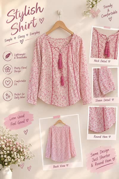 pretty pink floral women's shirt-stylish and comfortable