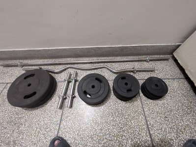 dumbbells and barbell set for home gym