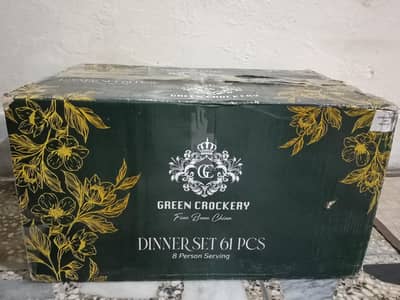 Green Crockery White Chinni Dinner set new Brand