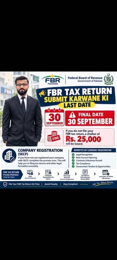 FBR Tax Return Filing & Company Registration Services | Gujranwala