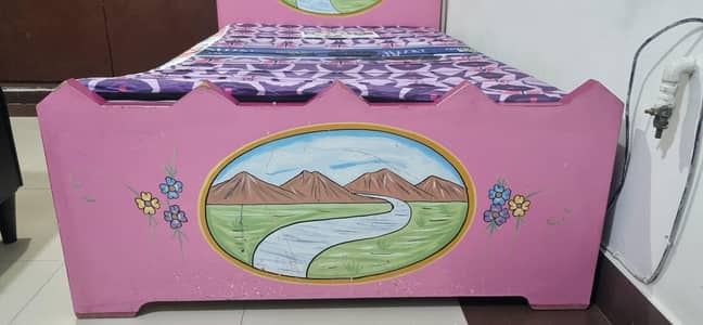 Kids (Pink Fairytale) Bed with Mattress