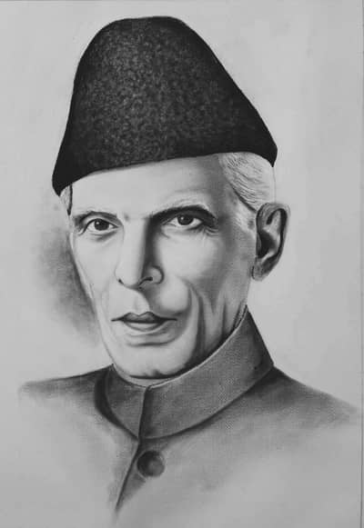 QUAID E AZAM MUHAMMED ALI JINNAH SKETCH what's app 03128626546