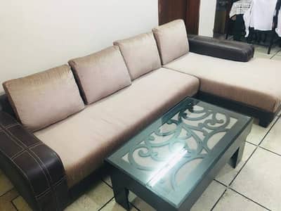 L-Shape Corner Sofa Set 5 Seater - Neat & Clean - With Cushions