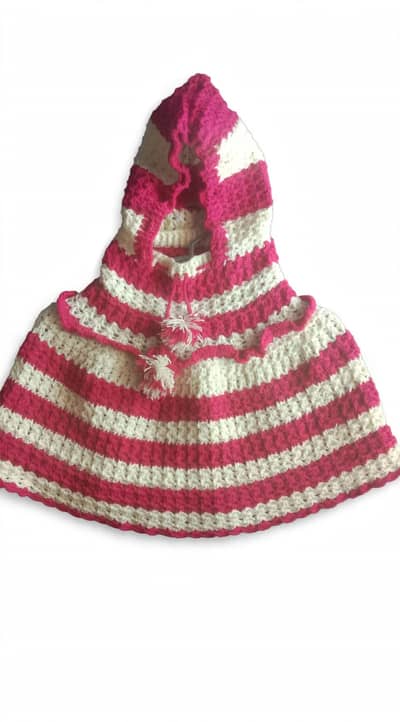 Hand made baby Hooded poncho for baby girl