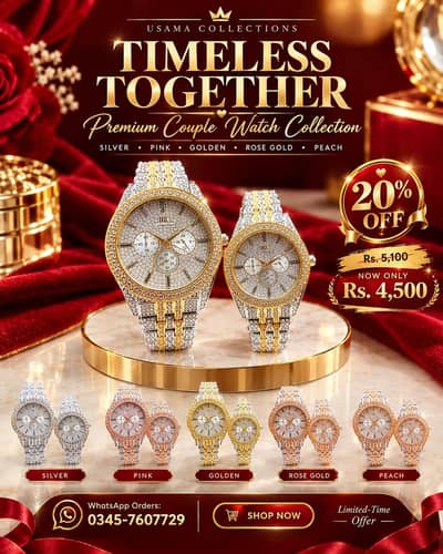 Premium Crystal Couple Watches – Timeless Together Collection