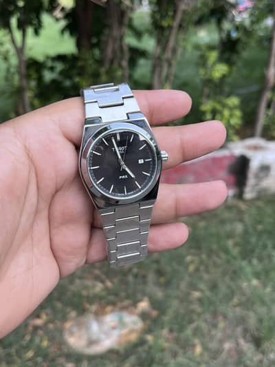 Luxury Men's Black Dial Metal Strap Wrist Watch (PRX Style)