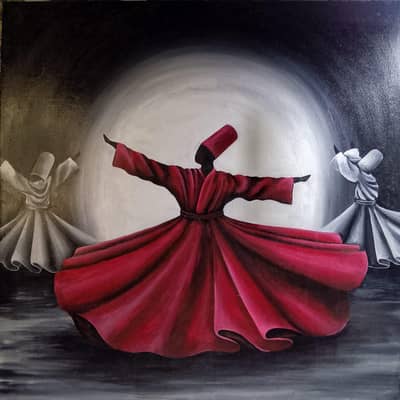 Sufi Painting handmade (1.5×1.5 feet)