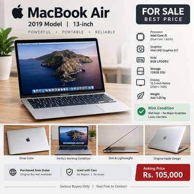 Apple MacBook Air 13" Mint Condition For Ssale in Lahore
