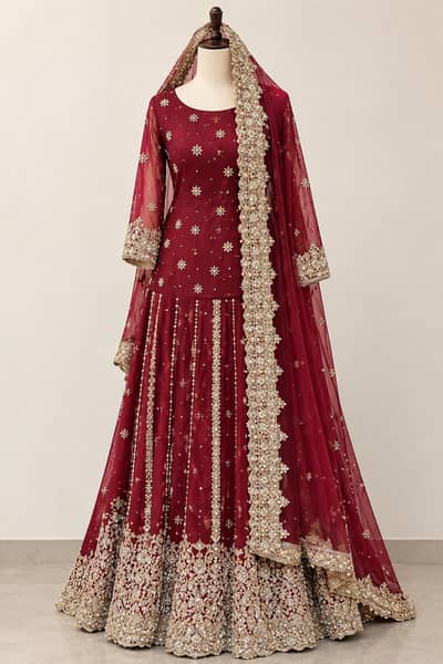 Bridal Dress | Barat Lenga | Heavy Golden & Silver Embroidery | Unique