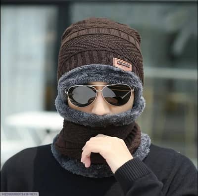 unisex wool beanie and neck warmer set winter all over Pakistan del
