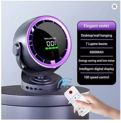 Mini Digital Remote Turbo Fan Rechargeable C Desktop Clip Table Wall
