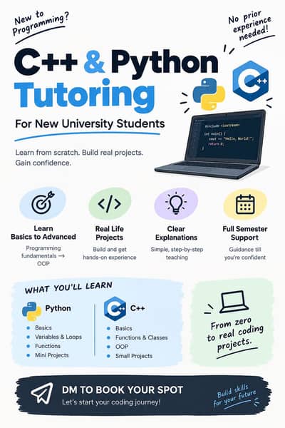 C++ & Python Tutoring for Beginners — Learn Code the Easy Way!