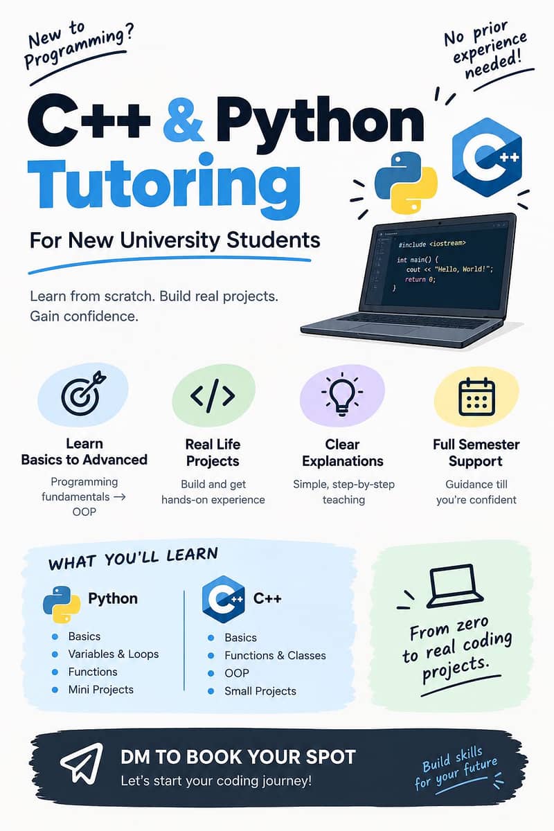 C++ & Python Tutoring for Beginners — Learn Code the Easy Way! 0