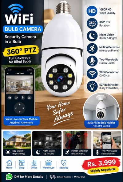 360 Wireless light bulb security camera