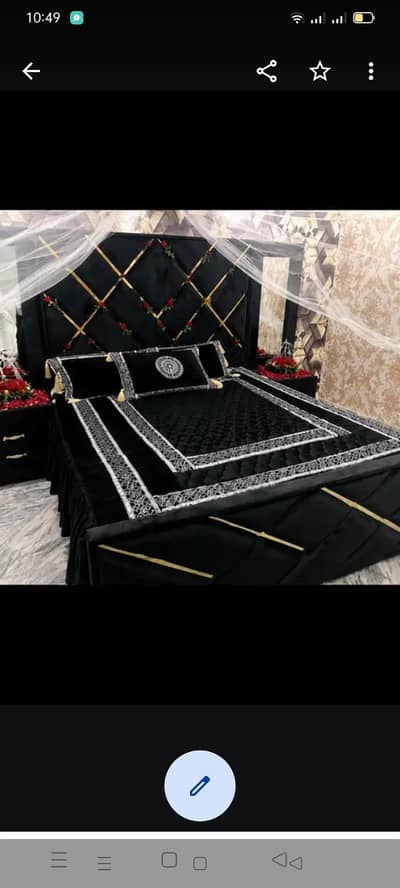 King saiz bed sheet black velvet 10 peace