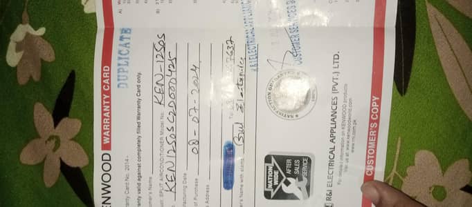 Kenwood 1 ton AC 2 year warrenty
