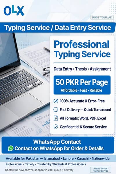 Professional Typing Work - Data Entry & Assignment - Fast Delivery