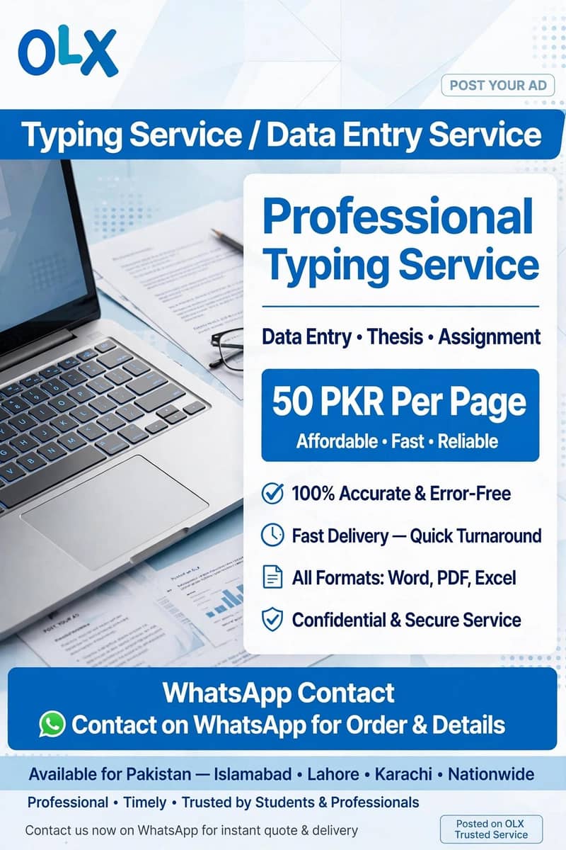 Professional Typing Work - Data Entry & Assignment - Fast Delivery 0