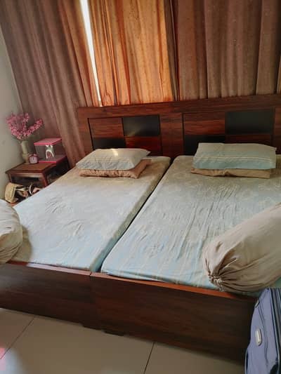 2 Single Beds with Mattresses – Good Condition
