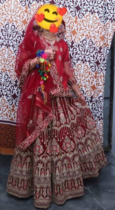 Red Maroon Bridal Lehenga Heavy Embroidered Wedding Dress
