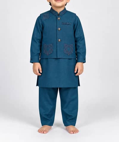 boys kurta shalwar and waistcoat 3p suit 1 year to 15 years