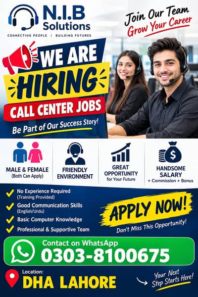 Call Center Jobs / Walk-in Interview Lahor