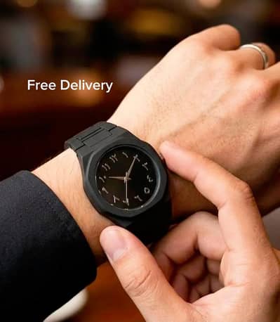 Arabic Aura Watch Geneva Style Full Black