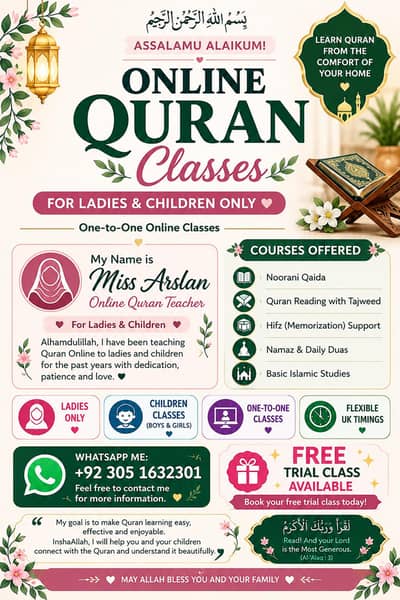online Quran classes for ladies and children