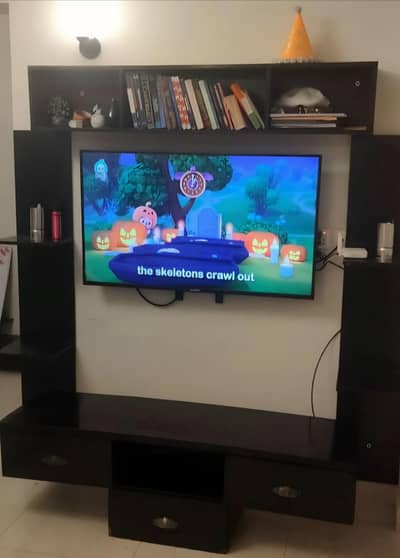 Wooden wall hangings for TV with storage boxes