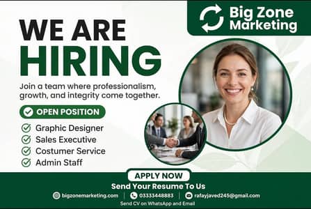 Job available for Sale executive only female staff in Gulshan Iqbal