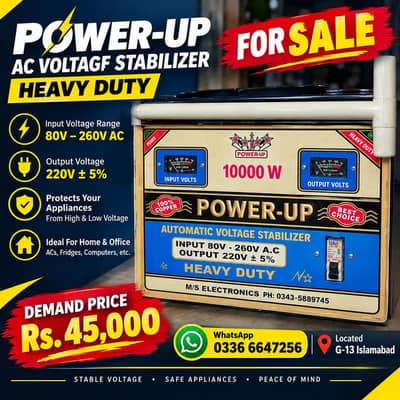 POWER-UP 10,000W Heavy Duty Automatic Voltage Stabilizer