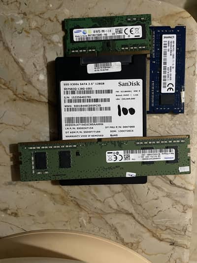 128 GB SSD | DDR4 4 GB ram | DDR3 4x2 GB laptop ram
