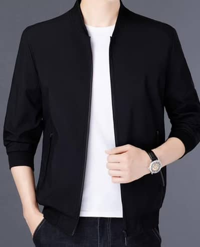 Men's Black Fleece Jacket Collared Lightweight Office Wear