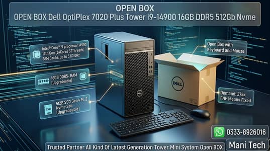 OPEN BOX Dell OptiPlex 7020 Plus Tower i9-14900 16GB DDR5 512Gb Nvme