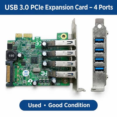USB 3.0 PCIe Expansion Card – 4 Port USB Hub