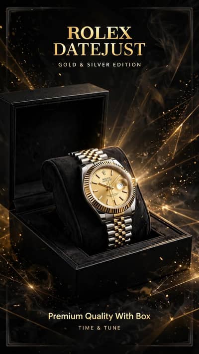 Rolex Datejust Gold & Silver Watch With Box - Time & Tune